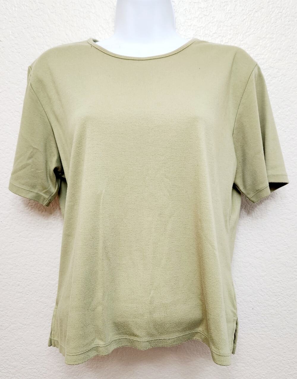 Draper's & Damon's Green Round Neck Short Sleeve Top PM Lightweight Soft Stretch